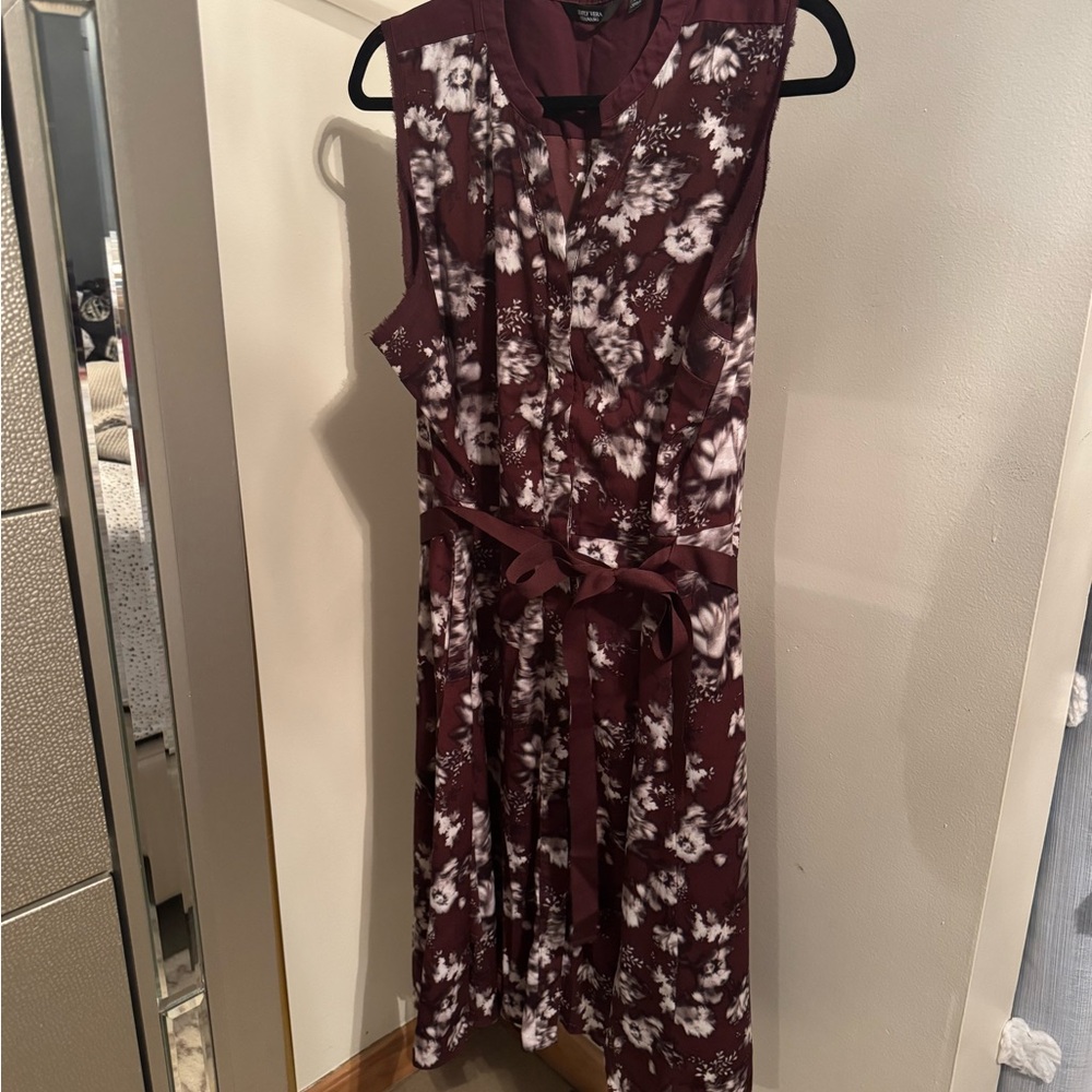 Simply Vera Vera Wang Asymmetrical Dress - Burgundy and White Floral